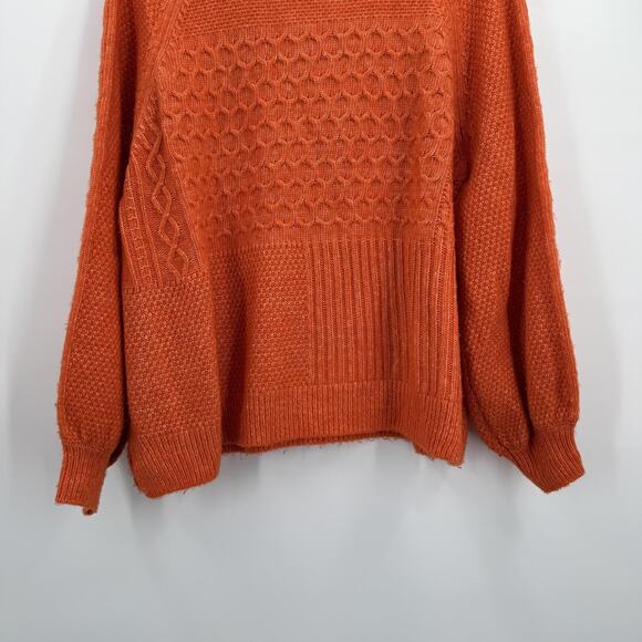 Cabi Sweater Womens XL Orange Textured Cable Knit Crewneck Harvest Pullover Boxy - Picture 5 of 11